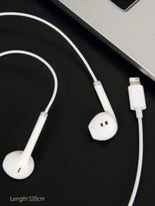 Wired In-Ear Earphones, Compatible With/IPad Lightning Interface, No Bluetooth Required, Suitable For IPhone, Laptop And Other IOS/Android Users, Ideal Gift For Family, Friends, Children, Birthday, Christmas, Winter, Holiday. Simple And Elegant Design, Comfortable To Wear, Equipped With Microphone, Enjoy Clear Sound Quality, Also Suitable For Sports Earphones. - White - View 3