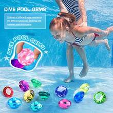 Diving Gem Pool Toy 10PCS DISHIO Big Colorful Diamond Diving Toy With Treasure Box Chest Pirate Pool Toys For Toddlers Underwater Sinking Dive Gemstone For Swimming Bath Birthday Party DecorationHappy Children's Toys, Essential Toys For Children - 10個多色 - 查看 5