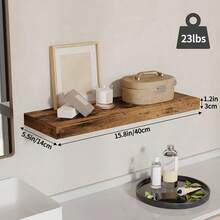 4 Sets 15.8in Floating Shelves, Rustic Finish Wall Shelves, Shelves For Wall Decor, With Invisible Brackets For Bathroom, Living Room, Bedroom And Kitchen, Home Decoration Essential Items For Home Use - 4pcs - 查看 10