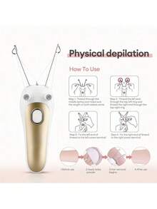 女士电动面部脱毛器、面部脱毛器、眉毛修剪器、DIY美容工具 - 白色 - 查看 5