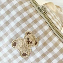 1pc Little Bear Squirrel Quilt Storage Bag Luggage Bag Simple Checkered Quilt Bag - Multicolor - View 6