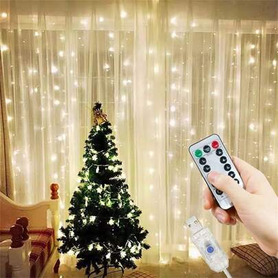 LED Fairy Lights Curtain String Lights, 8 Modes Remote Control, USB Powered, Suitable For Wedding, Home, Bedroom Decor, Indoor Atmosphere Lighting Decoration