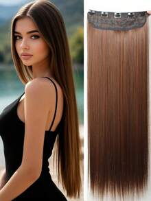5pcs Straight/Wavy V-Shaped Hair Clips, Black Hair Extensions With 5 Clips For Daily Use - Multicolor - View 18