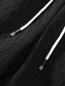 Men's Short-Sleeved Shirt And Jacquard Knit Shorts Set, Crafted In A Relaxed Vacation Style. Perfect For Beach Getaways In Hawaii, Carnivals, And Everyday Wear. An Excellent Gift For Your Boyfriend Or Husband, Offering Comfortable Style. - 黑色 - 查看 9