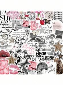 50pcs Silver-Tone "Silver Lucky Girl" Sticker Set For Notebook, Helmet, Etc. - Multicolor - View 2