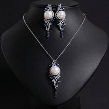 3 Stücke/Set Silberschmuckset, Damenschmuckset, Accessoires, Accessoire-Set, Perlenkette, Anhänger, Schmuck, Kette, Ohrringe, Schmuckset, Damenschmuck, Hochzeit, Hochzeitsaccessoires, geeignet für Frauen/Braut/Brautjungfer/Feiertage/Party/Hochzeit/Bankett, Valentinstag Geschenk - Schmuckset - Übersicht 6