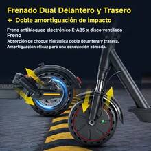 Patinete eléctrico H2 BLACK 10 | Motor de 350 W, batería de 7,8 AH, neumáticos sólidos antideslizantes de 10 pulgadas, batería de larga duración, 3 modos, velocidad máxima de 25 mph, absorción de impactos delantera y trasera, freno trasero electrónico + freno mecánico, plegable, altura ajustable, marco de aleación de aluminio. - C - Ver 2