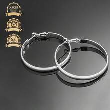 1 件时尚复古简约 925 银几何圆形耳环，适合女性度假、派对和活动 - 銀色 - 查看 3