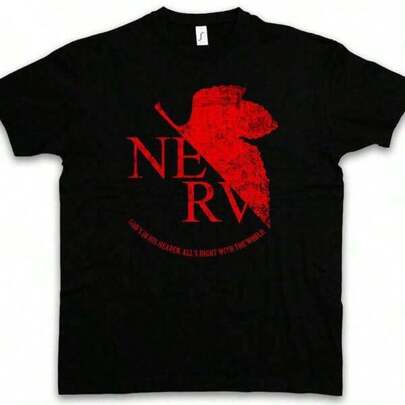 Fashion Print Casual T-Shirt NERV SWEATSHIRT T-SHIRT Neon Gendo Genesis Organisation Evangelions Ikari,Machine Washable Comfortable Outdoor Casual Wear,Round Neck Short Sleeve T-Shirt Fashion Graphic Tees,Fashion Print Casual T-Shirt,Made Of Pure Cotton, Standard Fit T-Shirt For Men Patterned Printed Short Sleeved Top T-Shirt Boyfriend Gift Soft, Durable Round Neck Casual Top For Spring, Summer, And Fall Graphic Tee  Shirts Graphic