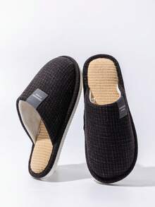 Sandal Dalam Ruangan Pria yang Tenang, Sol Lembut Anti Selip, Sandal Nyaman dan Bernapas untuk Kamar Tidur, Cocok untuk Lantai Kayu, Unisex untuk Musim Semi dan Gugur - Hitam - View 3
