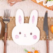 20pcs/40pcs/60pcs White Rabbit Shaped 2-Ply 13*13 Inch Paper Napkins, Joyful Easter Party Napkins, Rabbit Birthday Celebration, Spring Cocktail Tea Party Disposable Napkins, Tabletop Decor, Rabbit Birthday Party Decorations - Multicolor - View 6