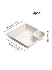 1/2/4pcs Plastic Dipping Sauce Plates, Creative Square Dessert Plates/Dumpling Plates, Suitable For Dumplings, Kitchen Supplies - Multicolor - View 9