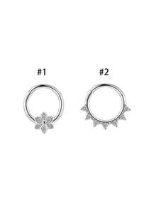 925 Sterling Silver Single Nose Ring, CZ Diamond Sunflower Design Nose Hoop, Suitable For Daily Wear And Parties - Single Nose Ring - View 4