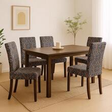 6-Seater Chair Cover Kit For Kitchen Dining Room Printed Gel Mesh Offer - Teal Blue - View 3