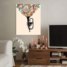 Framed One Piece Of Small Art Poster - Music-Themed Wall Decor, Canvas For Home Office, Living Room, Or Bedroom - Decorative Artwork In Modern And Retro Styles - Ink Medium Wall Art - Framed - 查看 1