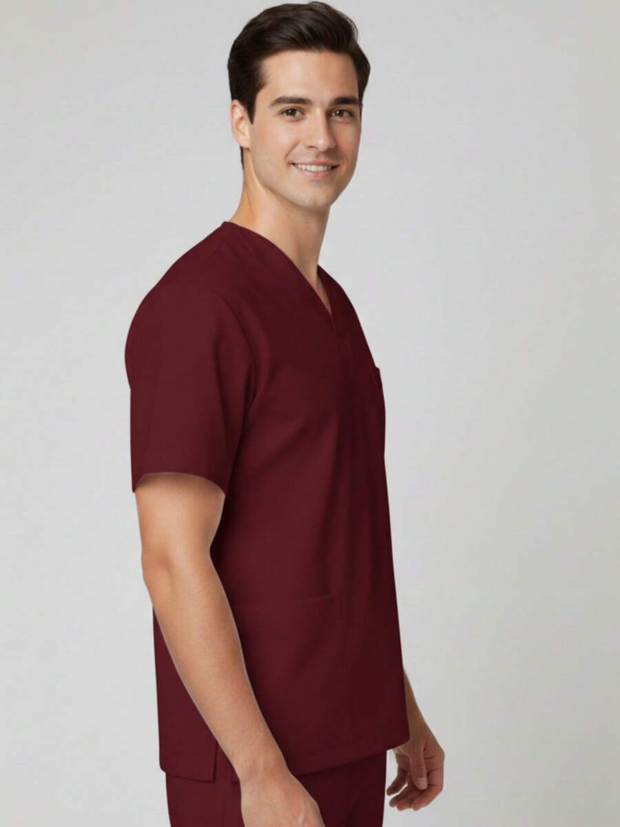 Uniforme Quirúrgico para Caballero Repelente Todo Regular Bolsillo Cordón - Burdeos - Ver 1