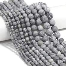 1pc Natural Stone Map Beads, Matte Finish, Assorted Sizes 4/6/8/10/12mm, Suitable For DIY Bracelet, Necklace, Jewelry Making, Accessories - map stone - View 2