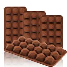 1/4 Pcs Diamond Chocolate Baking Mold, Frozen Dessert Ice Cube Tray, Ice Cream Mold, Baking Mold, Fondant Cake Decorating Mold, Home Kitchen Accessories - Coffee Brown - View 9