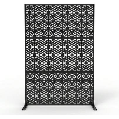 Pantalla de privacidad pesada para exteriores, valla de privacidad de acero galvanizado, panel decorativo independiente con soporte, divisor de habitación resistente al viento y a la oxidación para patio, balcón, jardín, interior, 72" h * 47" w