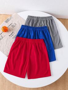 3pcs Summer Mesh Solid Color Shorts Set, Lightweight Breathable, Suitable For Outdoor Sports, Daily Wear, Boys' Sports Shorts - Multicolor - View 2