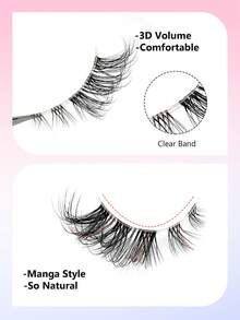 Asiteo 7 Pairs Clear Band Natural Crossed Eyelashes With Cat Eye Effect And Extended Ends, Essential For Daily And Date Makeup Strip Lashes - Half Eyelashes - View 2