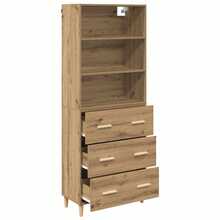 vidaXL Highboard in legno di quercia artigianale, 69,5 x 32,5 x 180 cm - Giallo - Visualizzare 5