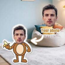 Customized Plush Monkey Face Pillow, Personalized Photo Printing, Soft And Cute, Ideal Gift For Friends, Family, Lovers, Colleagues, Easy To Clean - Customized Pillow 3 - View 9