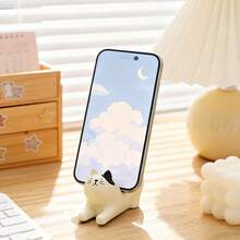 1 pieza Figura decorativa de gato estirándose - Soporte para teléfono móvil con diseño de gato lindo, decoración de escritorio, accesorio práctico para ver programas de forma cómoda - gato - Ver 5