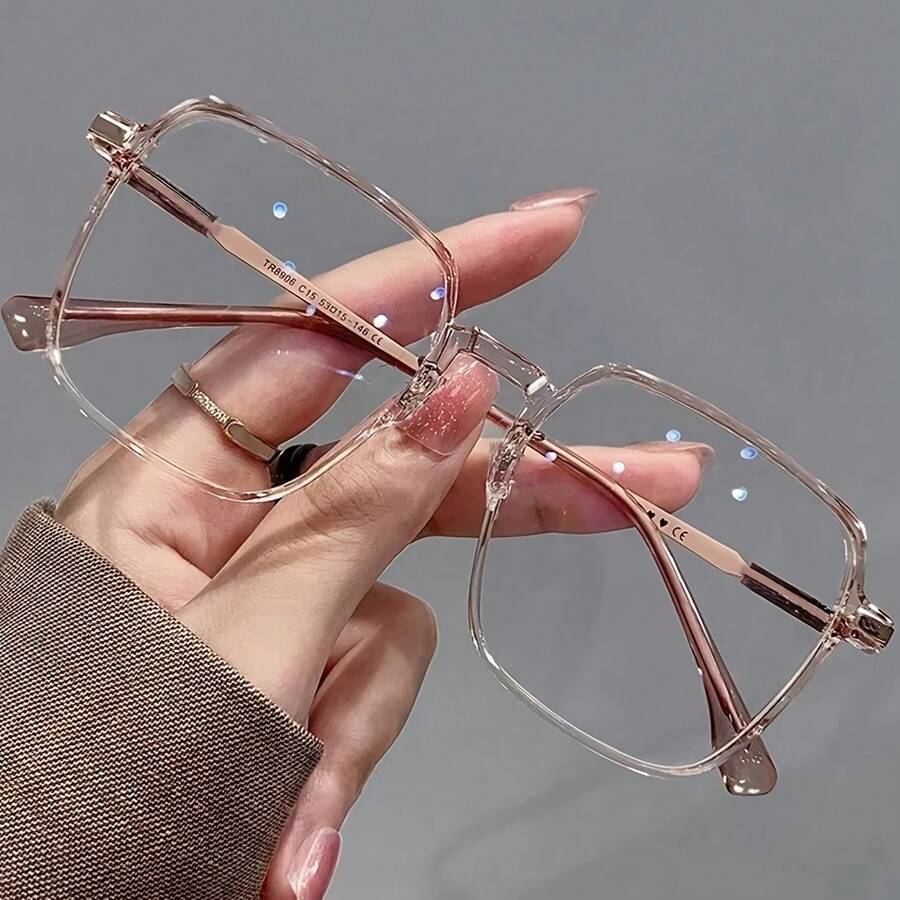 Women's Fashion  Glasses - Anti-Fatigue, Suitable For Computer, TV, Gaming, And Phone Use, Transparent Lenses With Fashionable Square Frame - xám - Xem 1