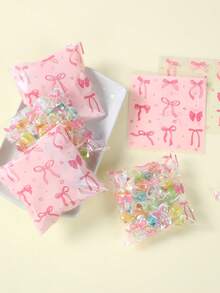 100个粉色蝴蝶结星形图案礼品袋,糖果自封袋,礼品包装袋,零食袋,生日派对回礼袋,烘焙袋,礼品包装袋,粉色蝴蝶结派对装饰,生日礼物,新娘送礼会回礼,性别揭晓派对用品,一周岁生日派对装饰,送给亲朋好友的节日礼物,公主主题派对用品,粉色蝴蝶结装饰 - 蝴蝶結 - 查看 2