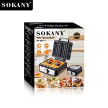 SOKANY 08025 華夫餅機，高功率，雙面加熱，旋鈕控制，可調溫度，LED 顯示，2 個不沾塗層烤盤，鋁製。非常適合製作自製華夫餅、蛋糕、三明治、漢堡、披薩、餅乾。 - 查看 5