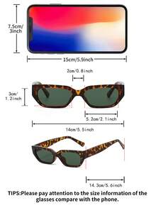 1 par de gafas de moda vintage con montura de PC con estampado de leopardo y forma de ojo de gato para hombres, para estilo callejero y vacaciones - estampado de leopardo - Ver 5