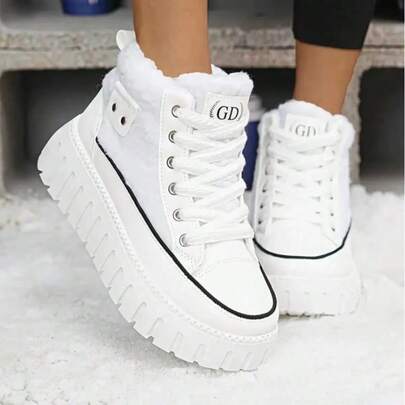 2025 Winter Fashion New For WomenSnow Boots, Plush Cute Plush Thick Bottom Lace-Up For Women Snow Boots