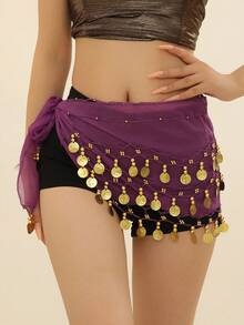 1 pieza Cadena para la cintura de baile, accesorio de baile del vientre de estilo hip hop callejero con monedas doradas cosidas a mano, multicolor, de tela metálica, decorativo y sexy para la cintura y falda, estilo bohemio y retro, para fiestas, vida nocturna, atuendos de playa, ropa y accesorios de festival - Multicolor - Ver 23