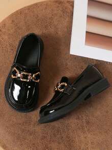 1双女童低帮公主乐福鞋，套脚鞋，校园风，幼儿及小童防滑软底防踢复古玛丽珍鞋，透气休闲百搭旅行鞋，适合春、夏、秋季穿着 - 黑色 - 查看 8