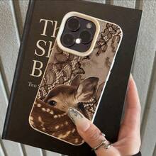 1个TPU复古蕾丝花卉鹿图案手机壳，兼容 17 Pro Max/17/16 Pro Max/15/13/12/11、S20 FE/A15/S24/A55，兼容Redmi Note 11/12/13 Pro，全包防震软保护套 - 白色 - 查看 2