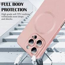 Hadaasi 1个粉色软磁保护壳，奢华金属哑光漆面，带摄像头镜头保护膜，柔软TPU材质，防摔防刮，兼容无线充电，适用于苹果17Pro/17ProMax/Air/17/16Pro/16ProMax/16Plus/16/16E/SE4/15Pro/15ProMax/15Plus/15/14Pro/14ProMax/14Plus/14/13Pro/13ProMax/13/12Pro/12ProMax/12/11ProMax/11/11Pro - 淺粉色 - 查看 6