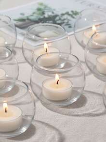 1个/6个/12个装透明玻璃烛台/烛托/烛架。现代清新球形烛台,适用于餐桌摆饰、浪漫约会、现代家居装饰、餐桌、咖啡桌、客厅桌面装饰、婚礼装饰。轻盈的玻璃设计易于搭配,是喜欢用精致小巧的装饰品点缀空间的人士的理想之选。 - 多色 - 查看 2