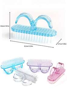 Nail Dust Cleaning Brushes With Cap, Hand Fingernail Brush Cleaner Scrubbing Kit Pedicure For Toes And Nails Men Women,For Nail Art - Multicolor - View 5