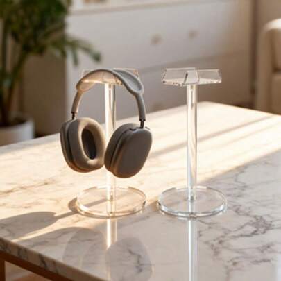 Minimalist Acrylic Universal Over-Ear Headphone Stand For Desk Gaming Phone And Tablet Sleek Organizer With Suction Mount Adjustable Stand Stable Base For Tech Enthusiasts Valentine's Day Gift