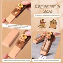 3/6pcs Cute Capybara Series Push-Pull Erasers, Random Styles, High Quality Fashion Design, Clean Wiping, No Flaking, Soft Drawing Supplies, Holiday Party Small Gifts - Sets - View 5