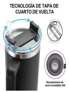 Termo Acero Inoxidable Recipiente Vaso Termico Con Asa 40oz - Negro - Ver 2