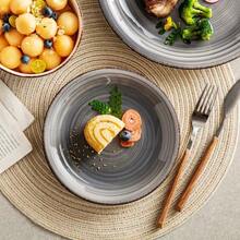 16pcs Hand-Painted Stoneware Dinnerware Set For Four, Including Dinner Plates, Dessert Plates, Cereal Bowls, And Mugs In Grey. - Grey 16pc - View 5