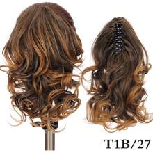 合成纤维马尾假发，夹式大波浪梨花卷发，优雅高马尾假发，易于佩戴，适合度假、休闲和居家场合。 - 彩色 - 查看 16