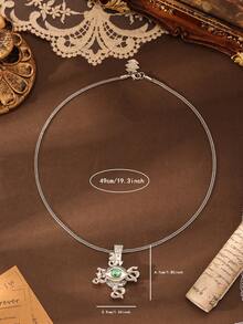 1 chiếc dây chuyền mặt dây chuyền hình mắt phong cách Gothic tối giản đường phố, màu bạc, phù hợp cho cả nam và nữ, dùng hàng ngày, lễ hội, đi làm, du lịch, làm quà tặng bạn bè, trang sức. - vòng cổ - Xem 5