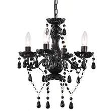 LaLuLa Mini Candelabro de Cristal Acrílico Candelabro Moderno de Granja en Bronce Iluminación de 4 Luces Estilo Vela Lámpara Colgante para Sala de Estar - Negro - - Ver 1