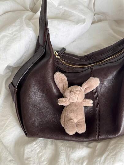 1pc Cute Rabbit Keychain, Soft Plush Animal Keyring, Faux Rabbit Fur Pom Pom Keychain Decor, Rabbit Figurine, Fluffy Keychain, Car Keychain, Adorable Keychain, Keyring, Keychain Accessory, Fashion Accessory, Plush Pendant, Matching Keychain, Suitable For Attaching To Keychains, Backpacks, Handbags, Purses