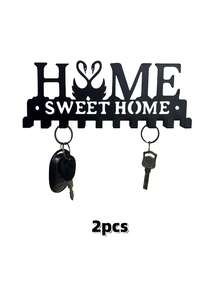 1pc Metal Wall Hook, Heart & "Home" Design, Sturdy Iron Material, Matte Black Finish, Rust & Waterproof, Suitable For Kitchen, Bathroom, Entryway, Key/Towel Rack - Multicolor - View 20