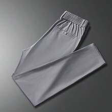 男士侧袋修身休闲裤，新款男士休闲商务长裤，男装，透气冰丝面料，适合送给丈夫、男友，也适合朋友外出和聚会穿着。 - 灰色 - 查看 5