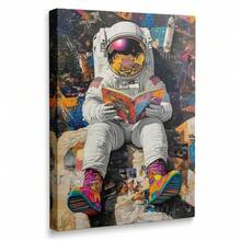 One Framed, Colorful Rainbow Sneaker Astronaut Canvas Wall Mural, Full Of , A Space-Themed Reading Book Wall Decoration Artwork, Surreal Pop Art Style, Poster Painting, Home Decoration, Best Gift, Suitable For Boys' Rooms, Teenagers' Bedrooms, Unique Decoration, Wall Decoration For Stairwells, Living Rooms, Dining Rooms, Classrooms, Bathrooms, Studies, Apartments, Dormitories, Kitchens, Offices, Cafes, Hotels, Studios, Bars, Dressing Rooms, Hallways, Galleries, Etc.; Wall Painting, Room Pictures, Room Decoration Aesthetics Products. - 太空人 - 查看 13